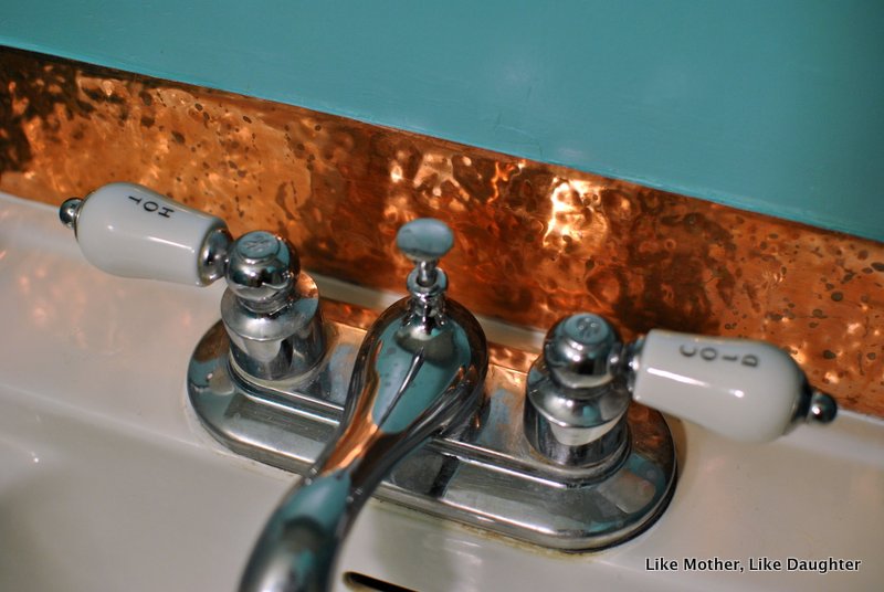 A copper backsplash for a little lavatory ~ Like Mother, Like Daughter